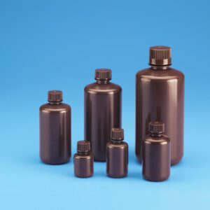 Narrow Mouth Amber Bottles, PP, with PP closure, Lab Pack