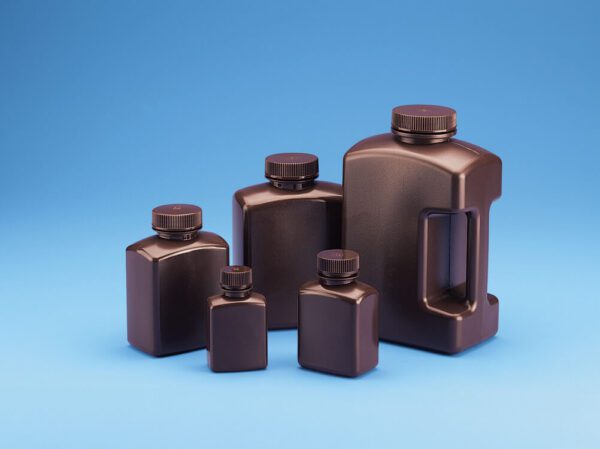 Wide Mouth Rectangular Bottle, HDPE, Amber