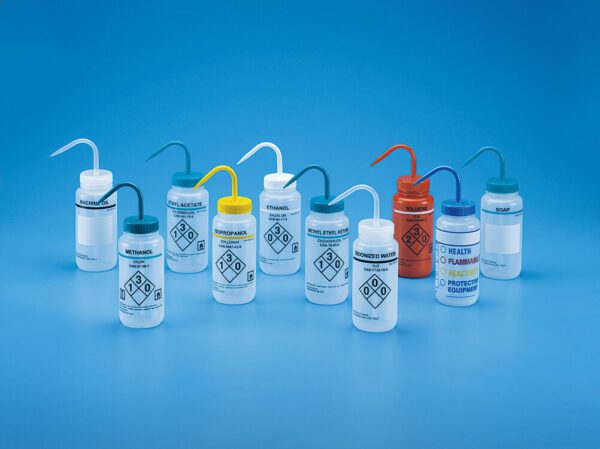 Safety Labelled Self Venting Wide Mouth Wash Bottle, LDPE