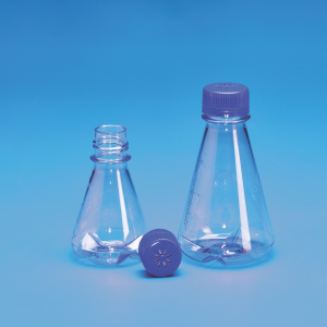 Sterile Erlenmeyer Cell Culture Flask, Baffled base, PETG with Vented HDPE closure