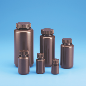 Wide Mouth Round Amber Bottle, HDPE, Lab Pack