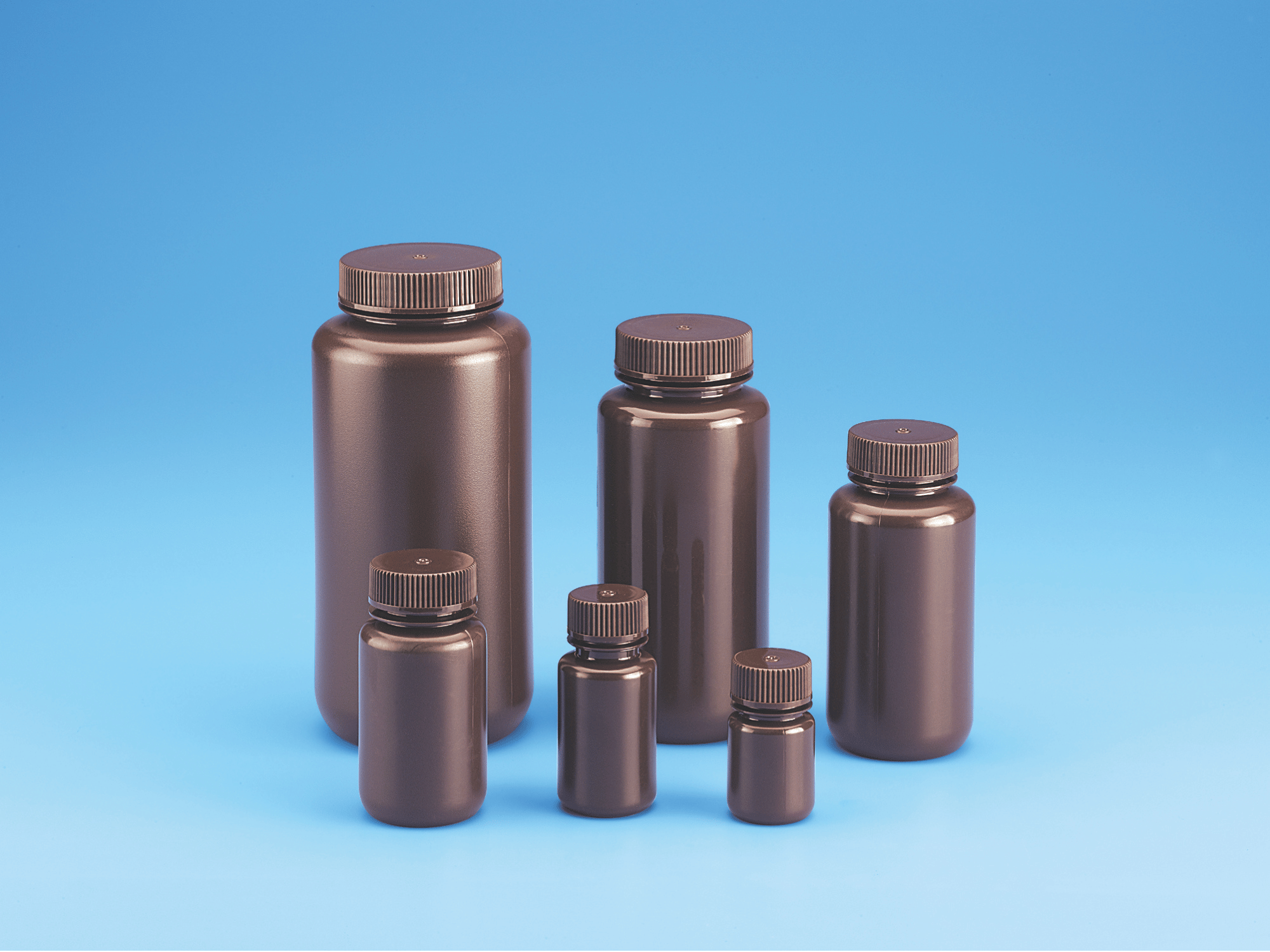 Wide Mouth Round Amber Bottle, HDPE, Lab Pack