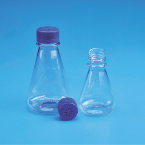 Sterile Erlenmeyer Cell Culture Flask, Flat base, PC with vented HDPE Closure