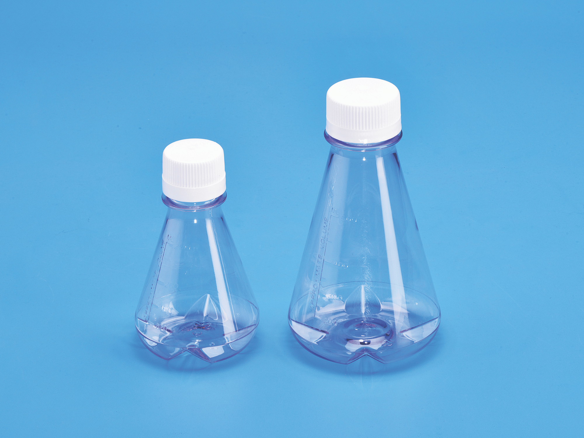 Sterile Erlenmeyer Cell Culture Flask, PC, Baffled Base with Non-Vented HDPE closure
