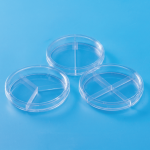 Petri Dishes, Multi-Compartment, Semi-Stackable, Gamma Sterile, Vented, PS